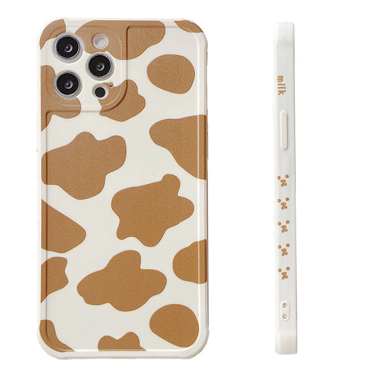 Khaki Cow Print Silicone Phone Case for iPhone – Back Cover