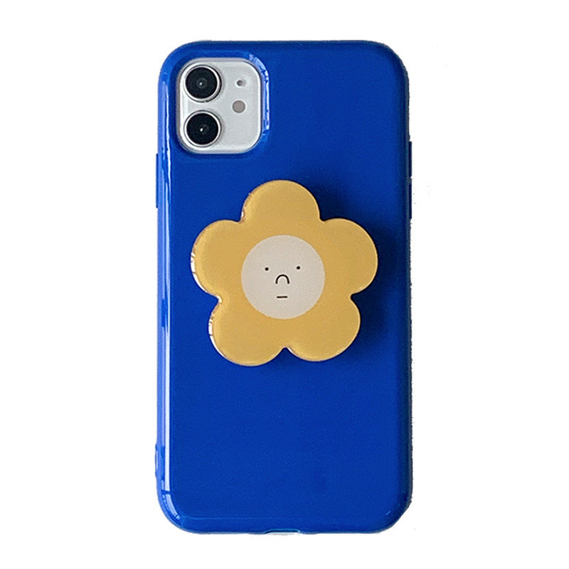 Blue iPhone Case with Yellow Flower Grip
