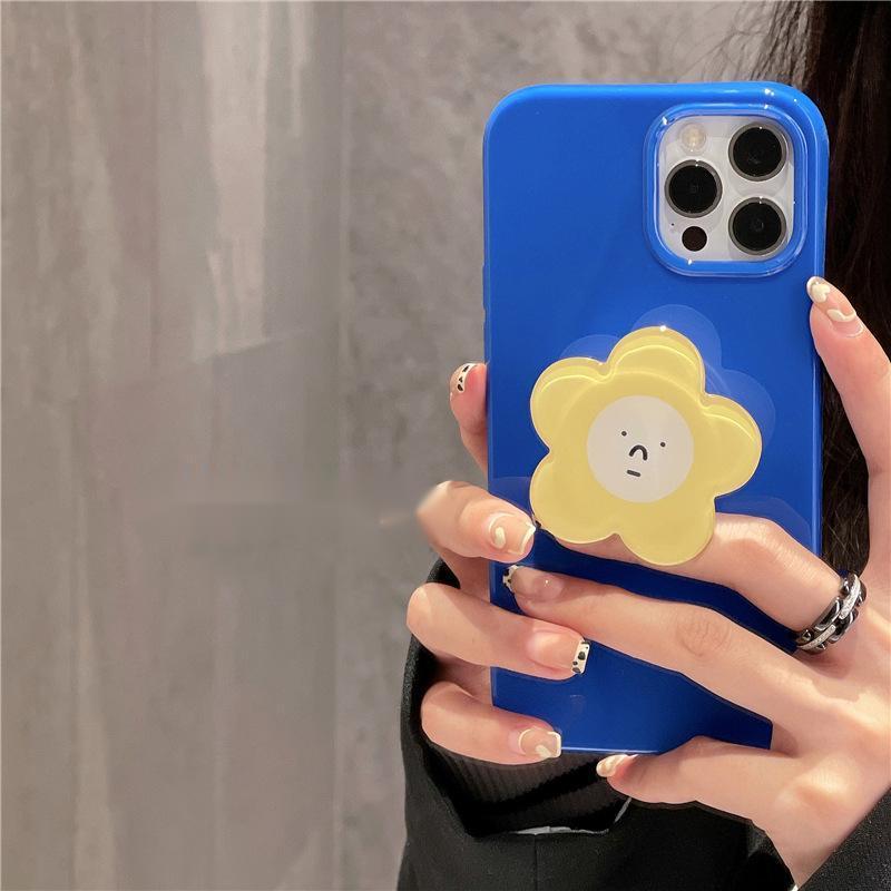 Blue iPhone Case with Yellow Flower Grip