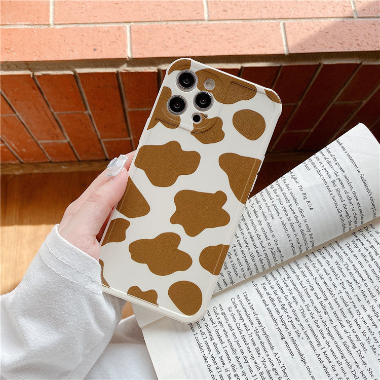 Khaki Cow Print Silicone Phone Case for iPhone – Back Cover