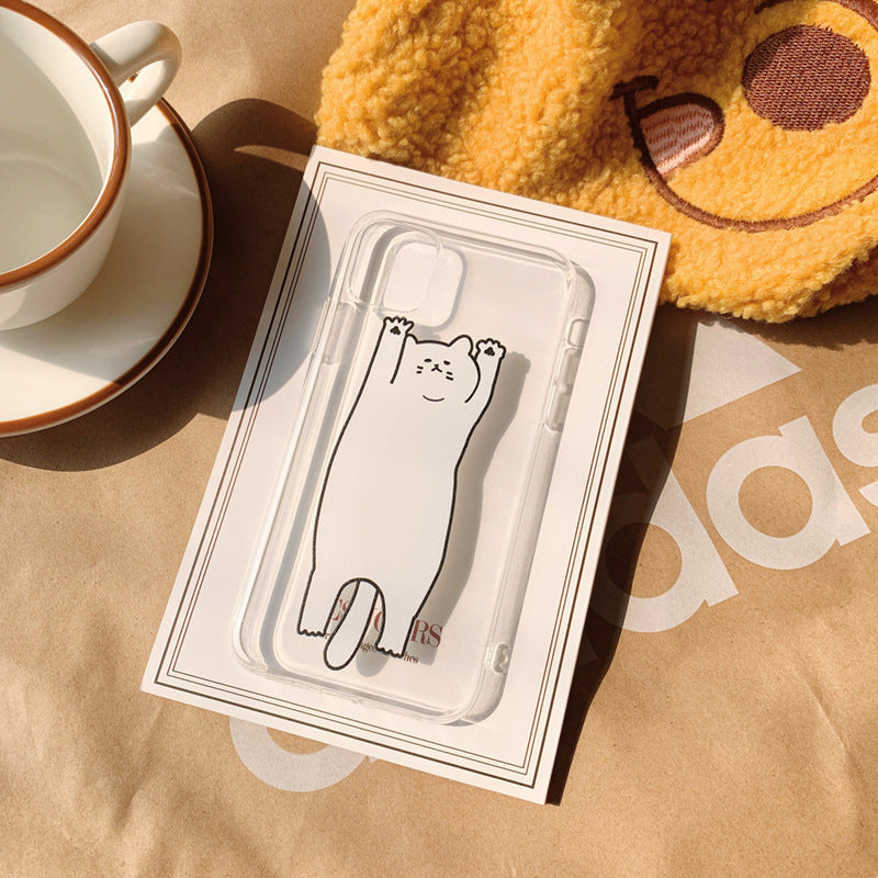 Unisex TPU Cartoon Cat Phone Case for iPhone 7–12 Pro Max – Transparent – 50g